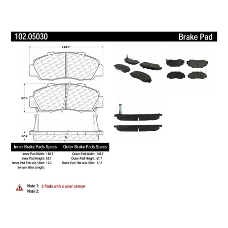 Centric Parts 102.05030 C-Tek Semi-Metallic Brake Pads with Shims