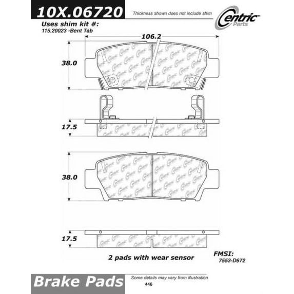 Centric Parts 102.06720 102 Series Semi Metallic Standard Brake Pad