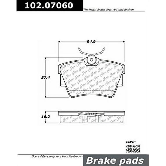 Centric Parts 102.07060 102 Series Semi Metallic Standard Brake Pad
