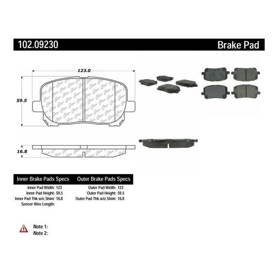 Centric Parts 102.09230 Disc Brake Pad Set For 03-08 Corolla Matrix Vibe