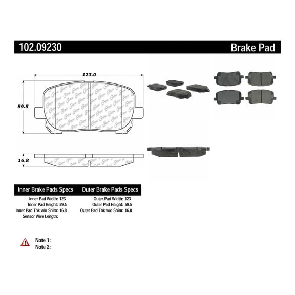 Centric Parts 102.09230 Disc Brake Pad Set For 03-08 Corolla Matrix Vibe