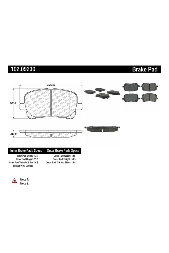 Centric Parts 102.09230 C-Tek Semi-Metallic Brake Pads with Shims