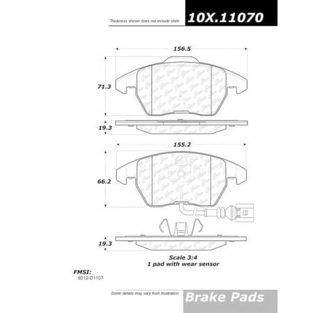 Centric Parts 102.11070 102 Series Semi Metallic Standard Brake Pad