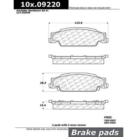 Centric Parts 104.09220 Posi-Quiet Metallic Brake Pad with Shim