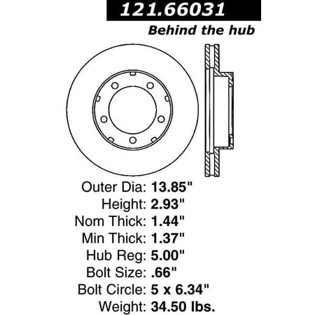 Centric Parts 121.66031 C-Tek Standard Brake Rotor Fits select: 1997-1999 CHEVROLET P30, 1997-1999 GMC FORWARD CONTROL CHASSIS