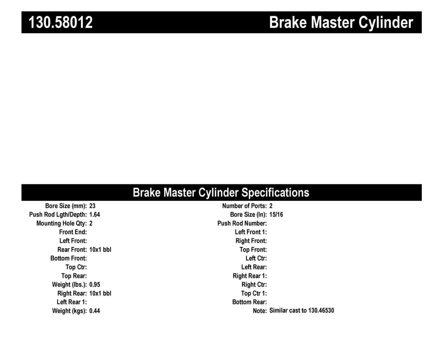 Centric Parts 130.58012 Centric Premium Brake Master Cylinders