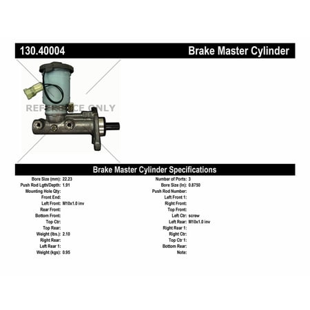 Centric Parts 13040004 Brake Master Cylinder Fits select: 1986-1987 HONDA ACCORD, 1988-1989 HONDA ACCORD LX