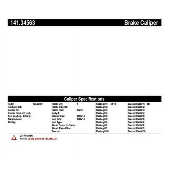 Centric Parts 141.34563 Semi Loaded Friction Caliper Fits select: 2002-2003 MINI COOPER
