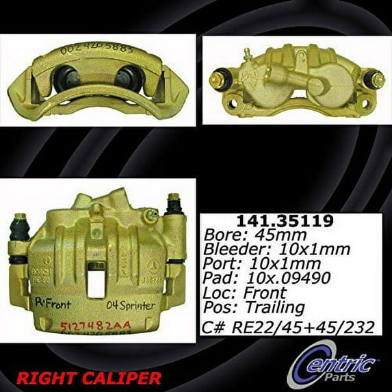 Centric Parts 141.35119 Semi Loaded Friction Caliper Fits select: 2005-2006 DODGE SPRINTER, 2003-2005 SPRINTER 2500 SPRINTER