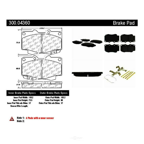 Centric Parts 300.04360 Semi Metallic Brake Pad with Shim