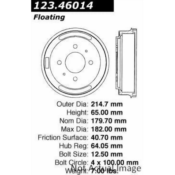 Centric Parts Brake Drum P/N:123.46014