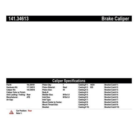 Centric Parts Disc Brake Caliper P/N:141.34613 Fits select: 2011-2015 BMW 750, 2011-2015 BMW ALPINA B7