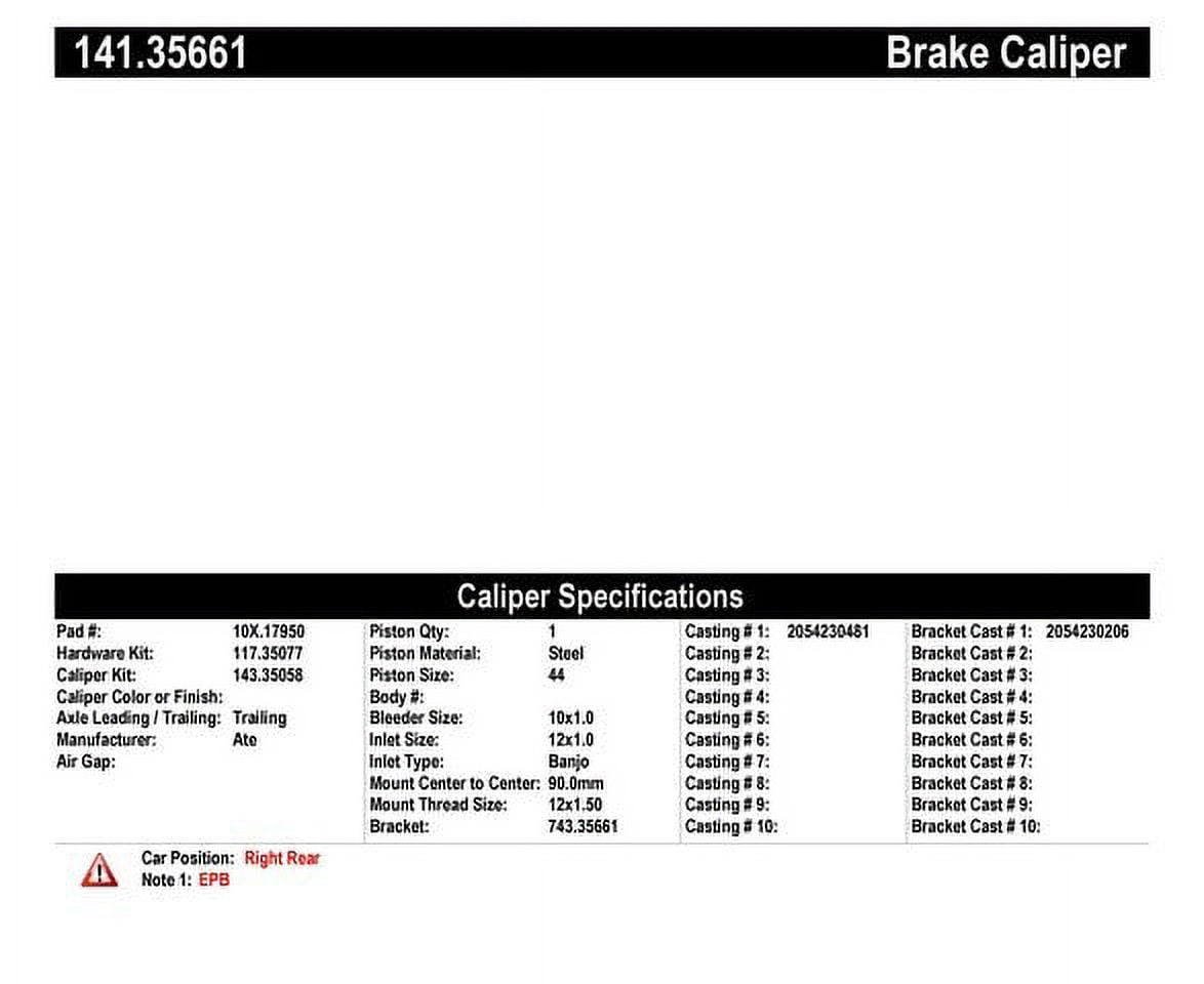 Centric Parts Disc Brake Caliper P/N:141.35661 Fits select: 2015-2021 MERCEDES-BENZ C