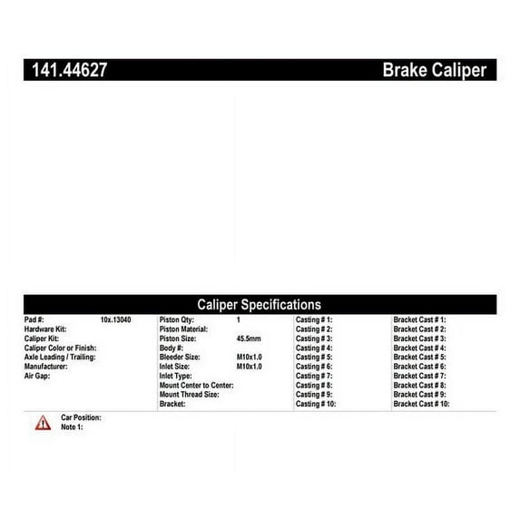 Centric Parts Disc Brake Caliper P/N:141.44627 Fits select: 2013-2016 LEXUS LX, 2013-2015 TOYOTA LAND CRUISER