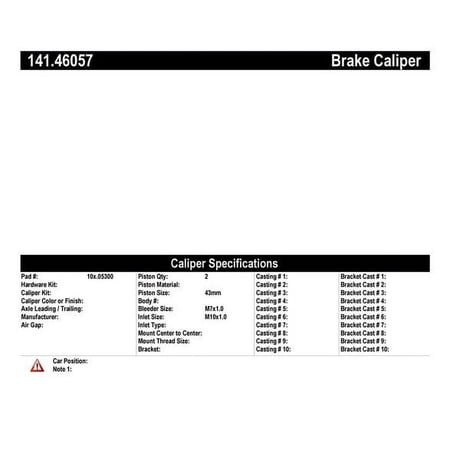 Centric Parts Disc Brake Caliper P/N:141.46057 Fits select: 1992-2004 MITSUBISHI MONTERO