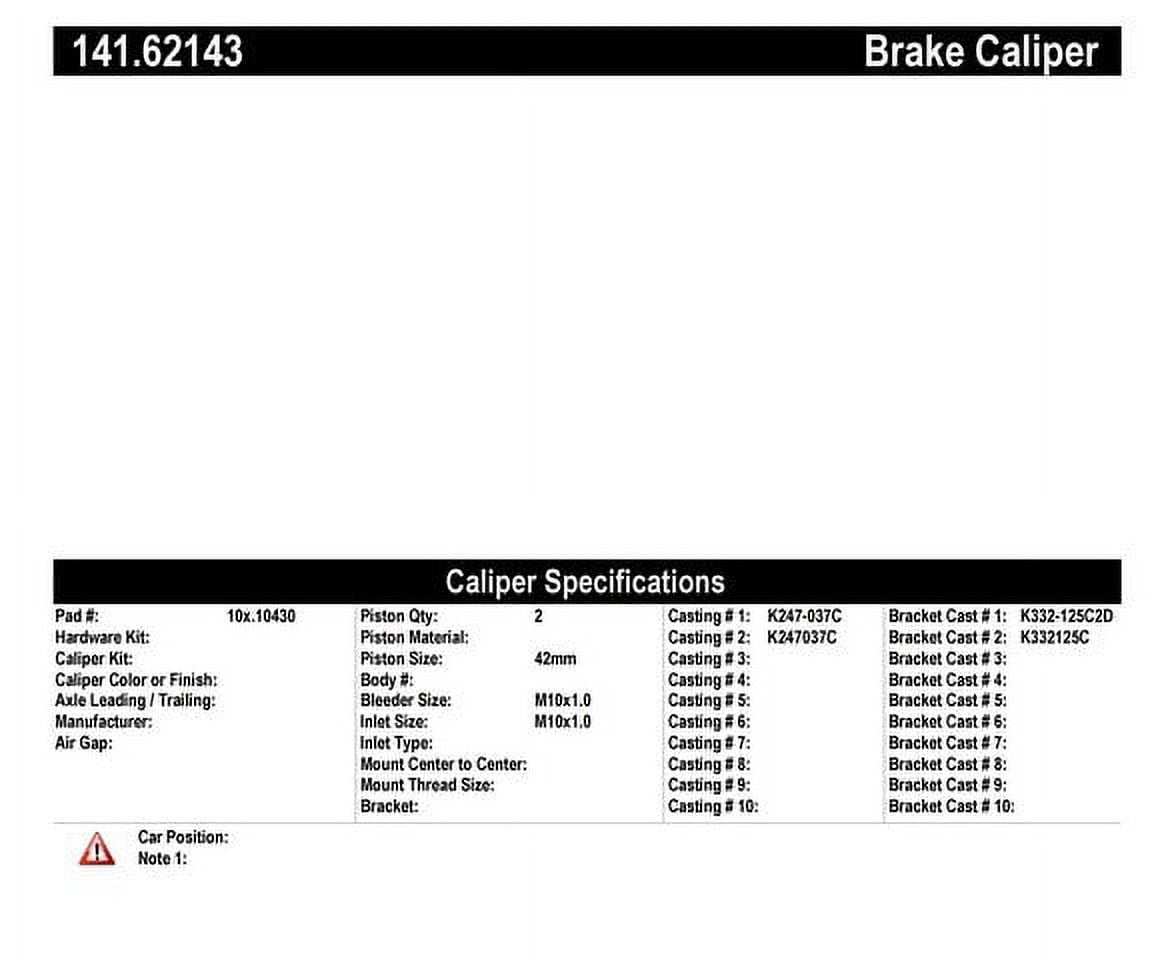 Centric Parts Disc Brake Caliper P/N:141.62143