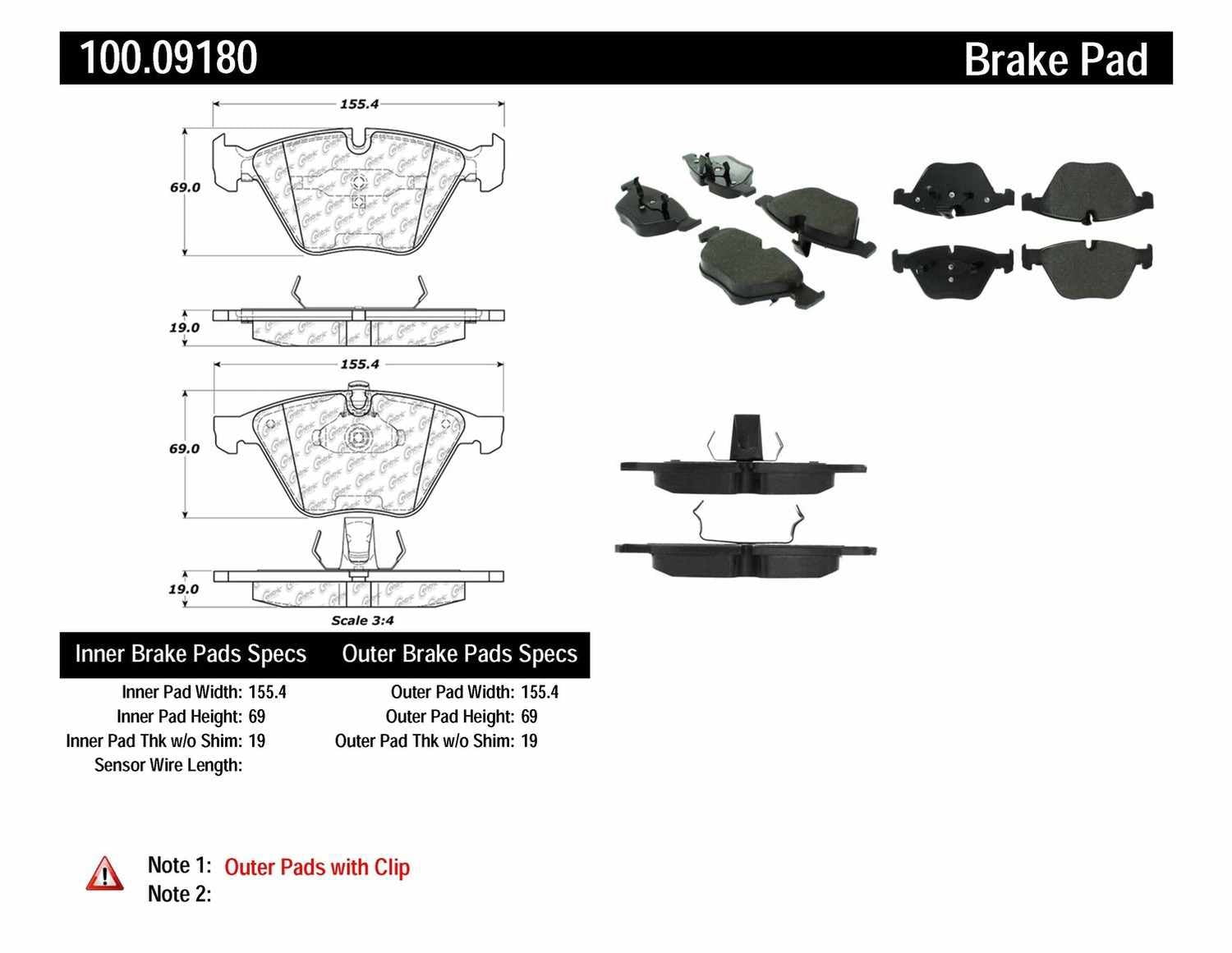 Centric Parts 100.09180 Centric OEM Formula Disc Brake Pads
