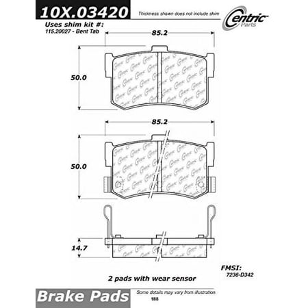 Centric Parts Disc Brake Pad P/N:102.03420