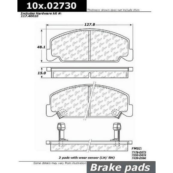 Centric Parts Disc Brake Pad P/N:103.02730