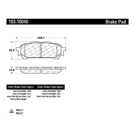 Centric Parts Disc Brake Pad P/N:103.10040