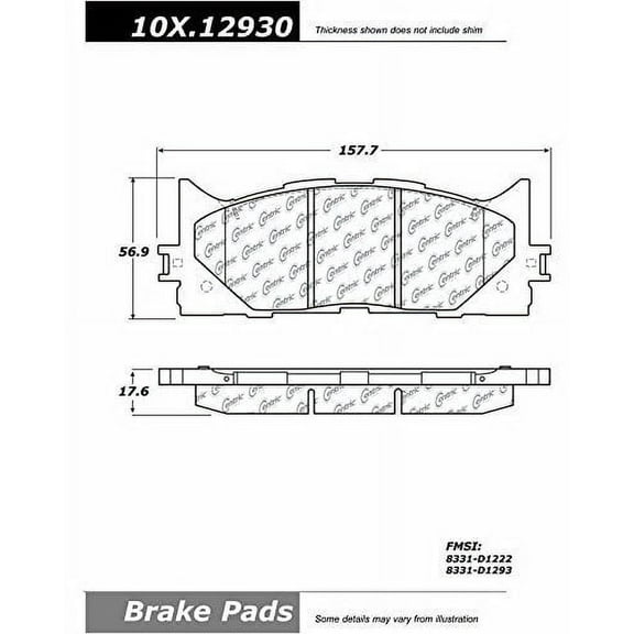 Centric Parts Disc Brake Pad P/N:103.12930