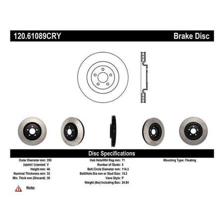 Centric Parts Disc Brake Rotor P/N:120.61089 Fits select: 2014 FORD MUSTANG, 2012-2013 FORD MUSTANG GT