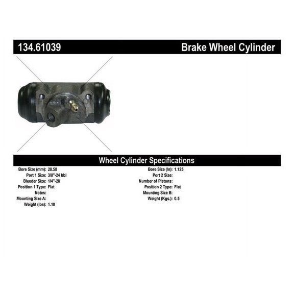 Centric Parts Drum Brake Wheel Cylinder P/N:134.61039 Fits select: 1971-1973 FORD MAVERICK, 1971-1972 MERCURY COMET