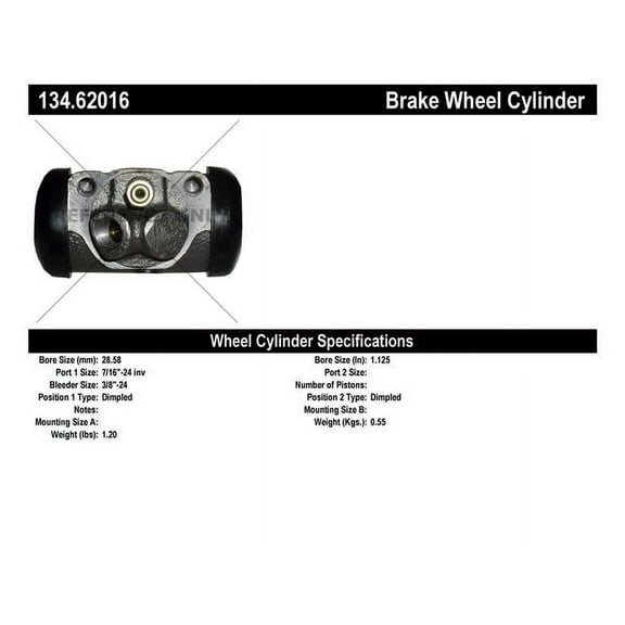 Centric Parts Drum Brake Wheel Cylinder P/N:134.62016 Fits select: 1966-1972 CHEVROLET C20, 1971-1972 CHEVROLET C30