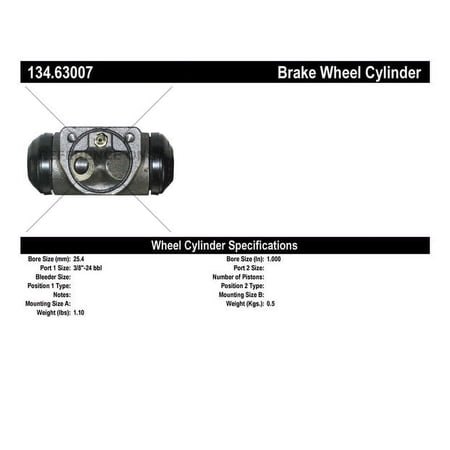 Centric Parts Drum Brake Wheel Cylinder P/N:134.63007 Fits select: 1966 DODGE DART, 1966 PLYMOUTH VALIANT