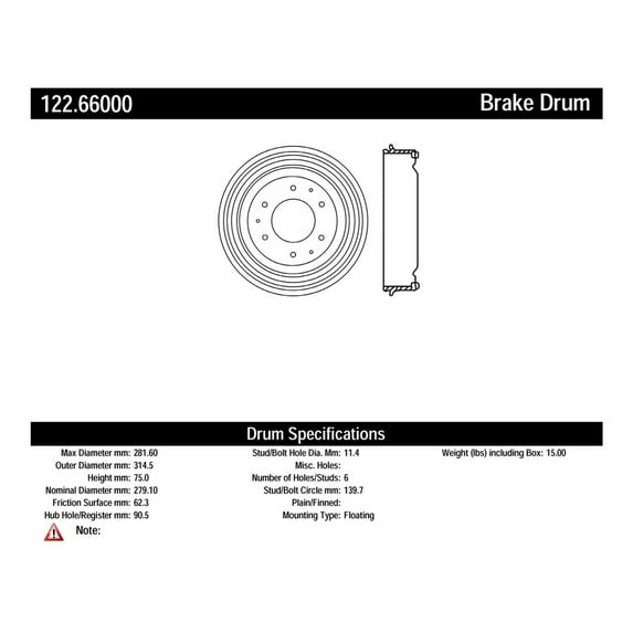 Centric Parts, Inc. 122.66 Brake Drum