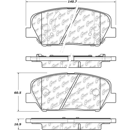 Centric Premium Ceramic Brake Pads with Shims and Hardware