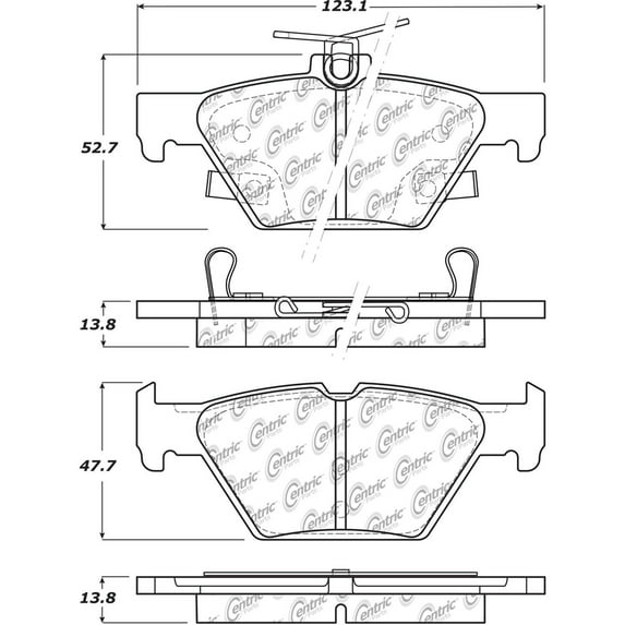 Centric Premium Ceramic Pads with Shims and Hardware