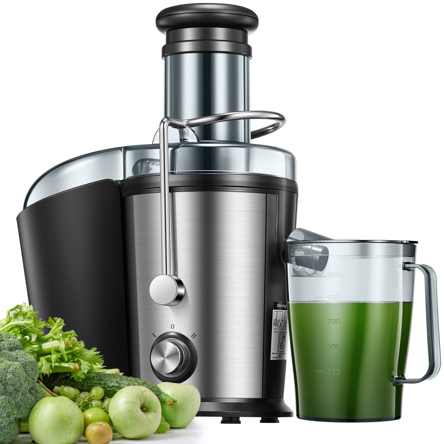 Centrifugal Juicer Machines 800W with Large 3'' Feed Chute for Whole Fruits  & Vegetables Easy to Clean with Brush, Juilist Juice Extractor 304