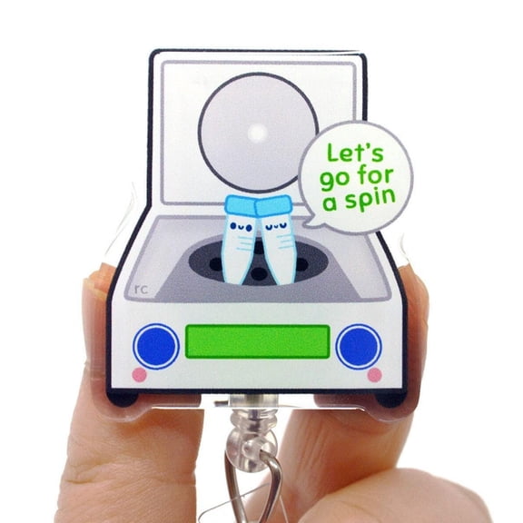Centrifuge Acrylic Badge Reel for Scientists, Lab Techs, MLT, MLS Medical Lab Week Gift Students Microbiologists Chemists Teachers roocharms
