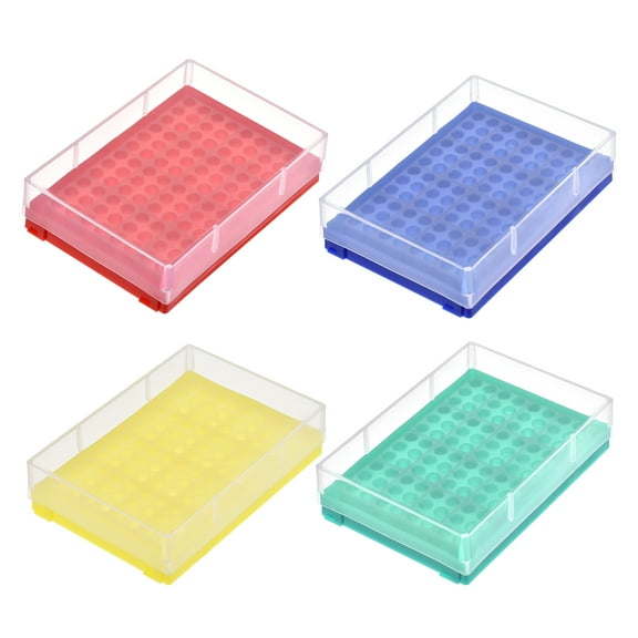 Centrifuge Tube Rack, 96-Well 5.5mm Hole Dia Holder for 0.2ml Micro centrifuge Tubes Blue Yellow Red Green 4in1 Set