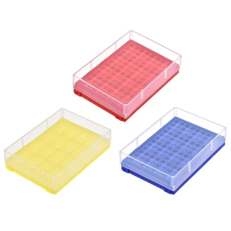 Centrifuge Tube Rack, 96-Well 5.5mm Hole Dia Holder for 0.2ml Microcentrifuge Tubes, Blue Yellow Red 3in1 Set
