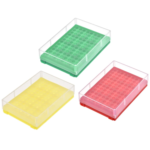 Centrifuge Tube Rack, 96-Well 5.5mm Hole Dia Holder for 0.2ml Microcentrifuge Tubes, Red Yellow Green 3in1 Set