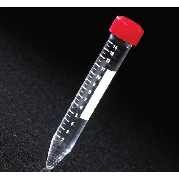 Centrifuge Tubes 15 mL, Cap Color: Red (Pack of 25) Conical-Bottom Flat, PP, Non-Sterile by Sponix BioRx