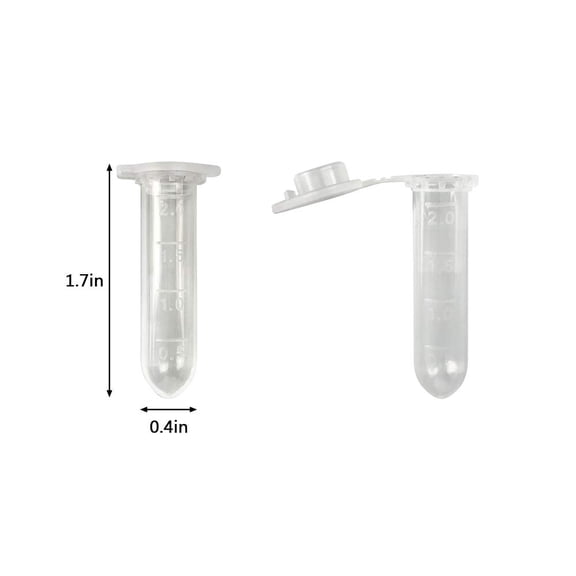 Centrifuge Tubes 200 Pack 2ml Polypropylene Clear Graduated Mirco Test Tubes with Snap Cap for Sample Storage Container No-Leak