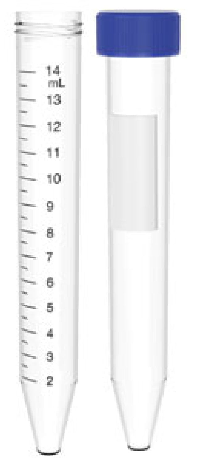 Centrifuge Tubes ConicalBottom Flat, PP, 15 mL, Sterile, Cap Color