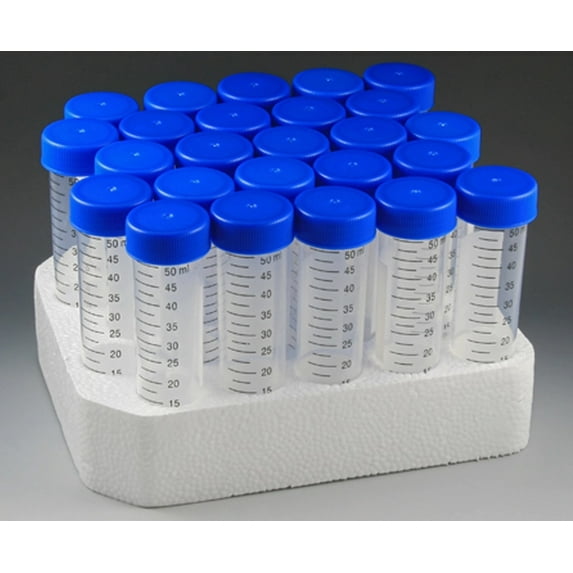 Centrifuge Tubes Conical-Bottom Flat, PP, 50mL, Sterile, Cap Color: Blue (Qty. 25 per Foam Rack, 8 Racks per Case- 200 Tubes) by Sponix BioRx