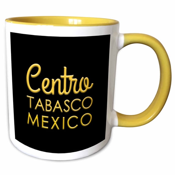 3drose, Centro, Tabasco, Mexico, Yellow on Black. Patriotic Gift for You, 15oz Two-tone Yellow Mug