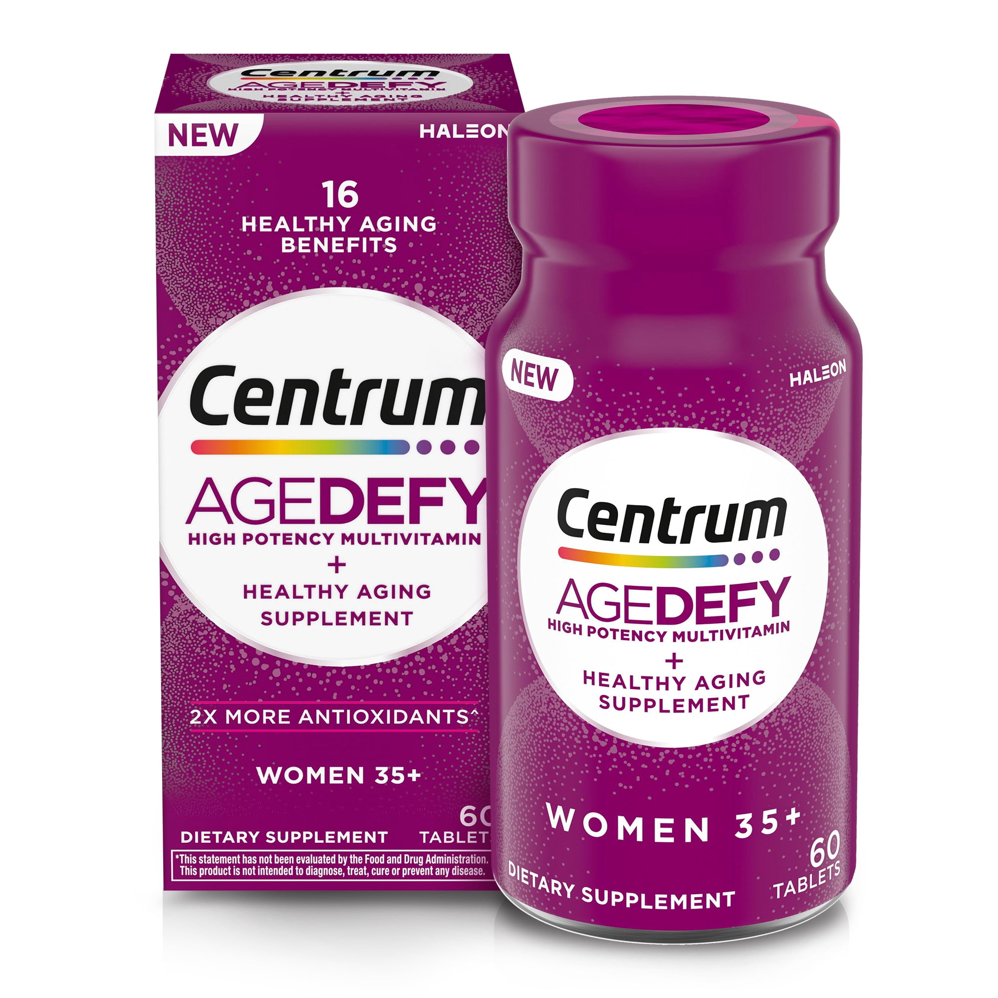 Centrum Age Defy for Women Multivitamin Supporting Healthy Aging with Resveratrol and Niacin for NAD+ Levels, 60 Tablets​