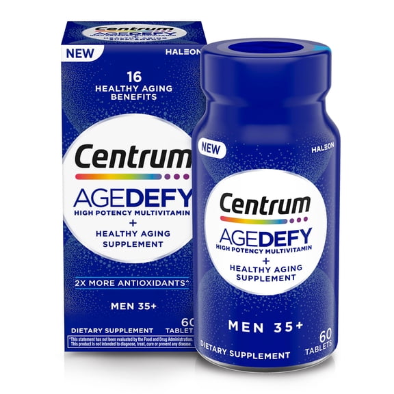 Centrum Age Defy for Men Multivitamin Supporting Healthy Aging with Resveratrol and Niacin, 60 Tablets