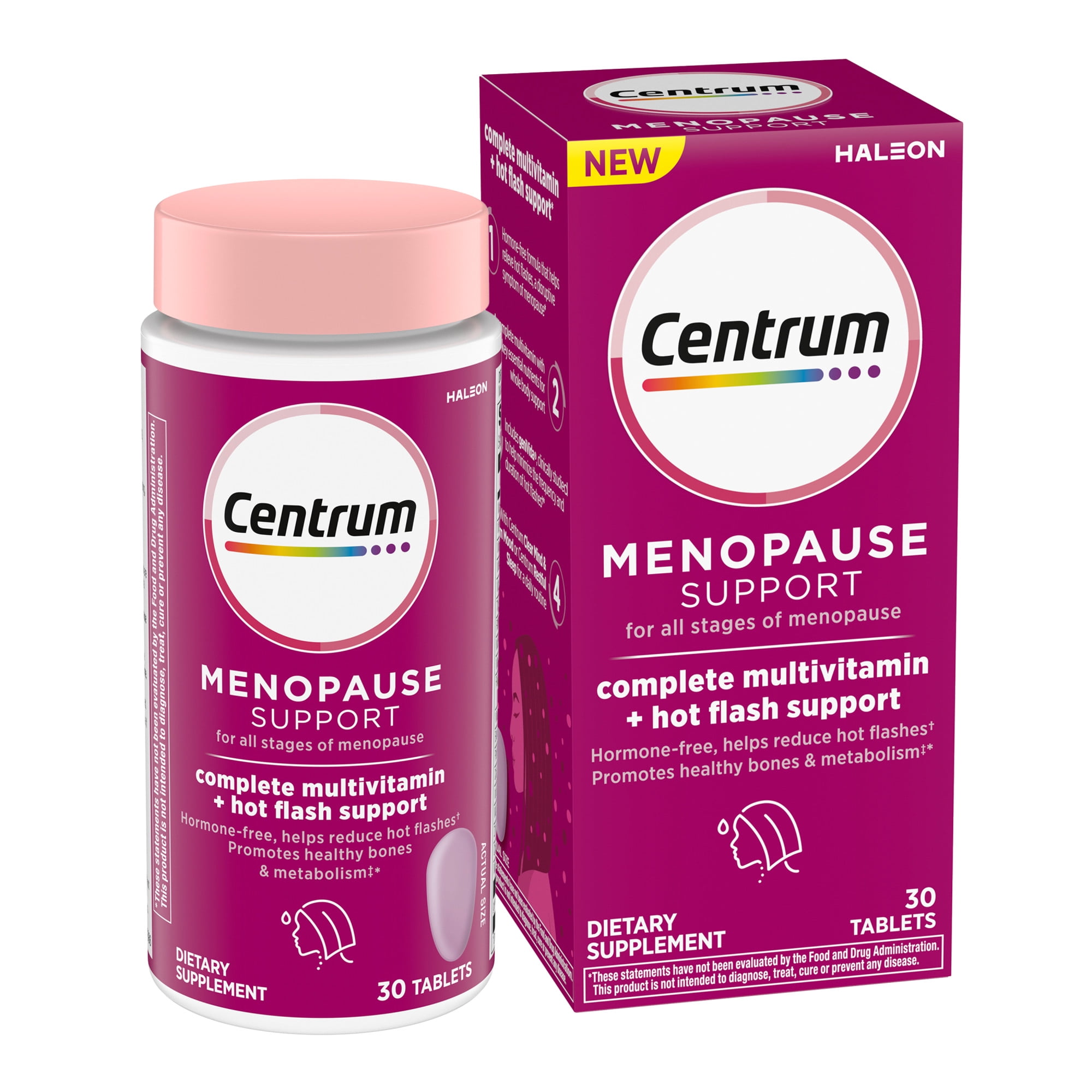 Centrum Complete Multivitamin Supplement + Hot Flash Support Menopause Support Tablets, With