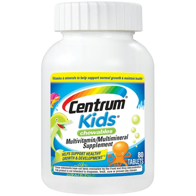 Centrum Kids Multivitamin Supplement Chewable, Fruit, 80 Count
