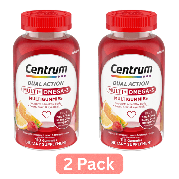 (2 Pack) Centrum Multigummies Adult Gummy Vitamins, Multivitamin With Vitamin B, C & E, Assorted Fruit, 110 Count