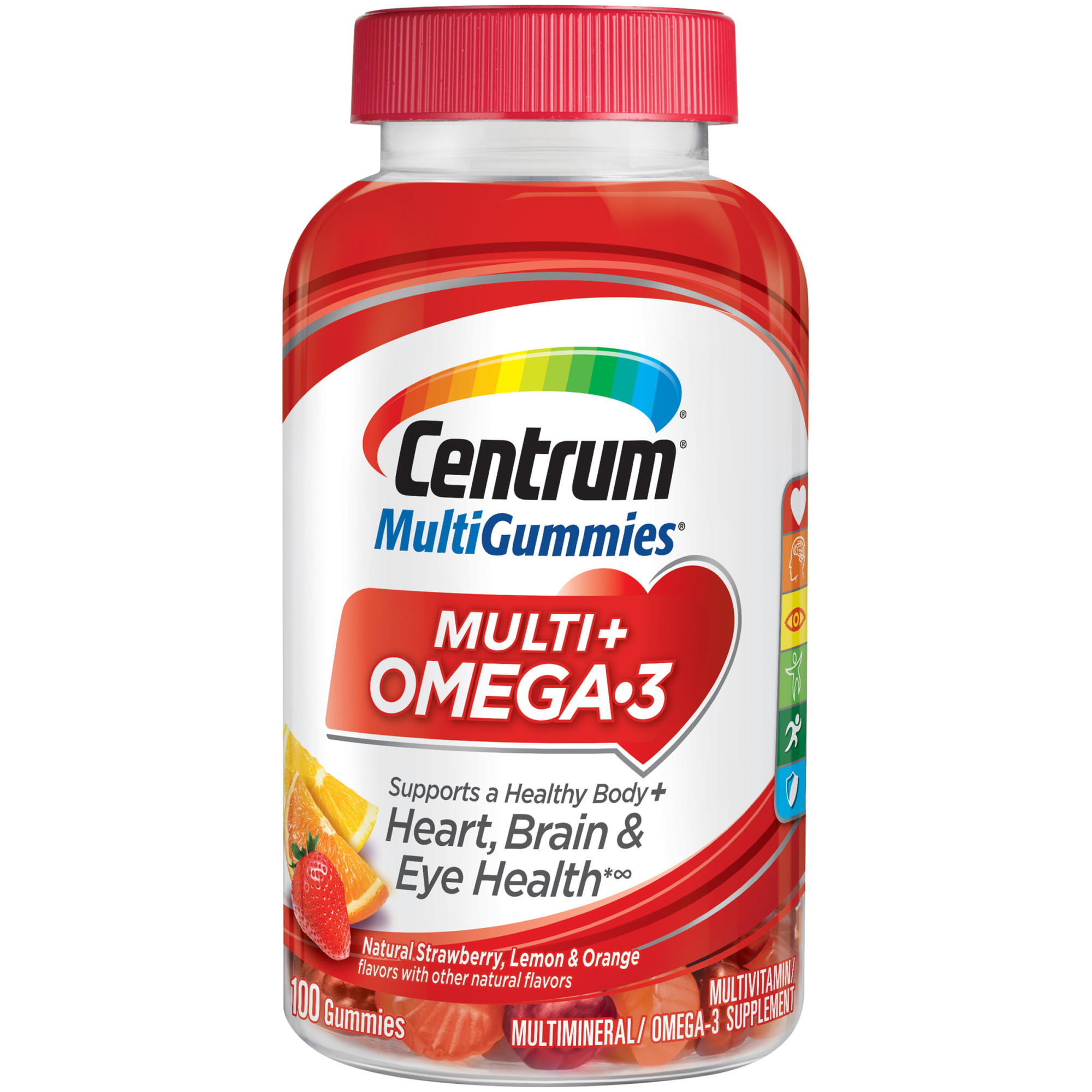 Centrum Multigummies Adult Multivitamin With Omega 3 Gummies, Fruit Flavors, 100 Ct - image 1 of 9