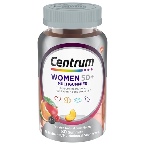 Centrum Multigummies Womens 50 Plus Gummy Multivitamin With Vitamin B, D & E, Fruit, 80 Count