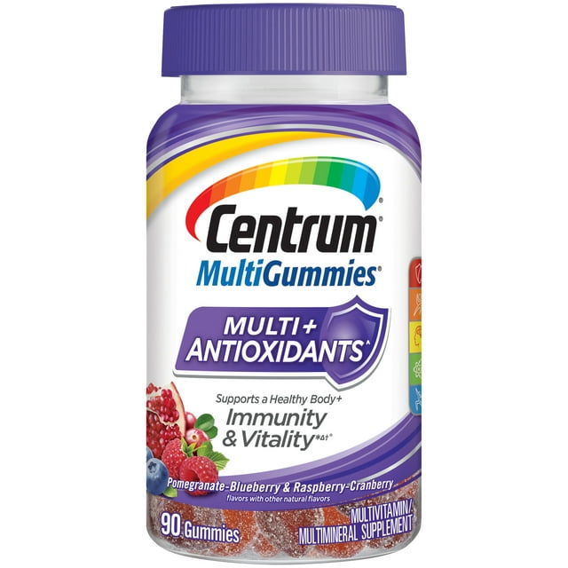 Centrum Multigummies Immunity and Vitality Supplement Gummies, Fruit Flavors, 90 Ct